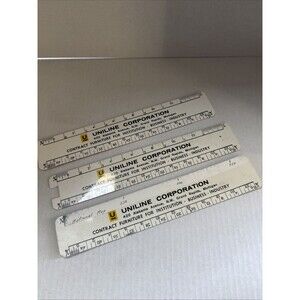 3 Vintage 6” Uniline Corporation Rulers